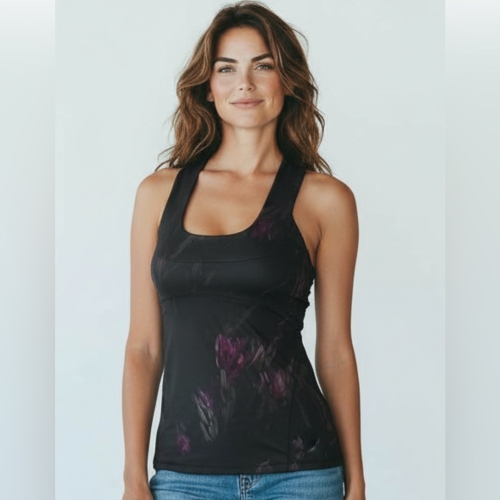 Lululemon Scoop Neck Tank in Midnight Iris Multi and black. No size tag (4/6) - Picture 2 of 9